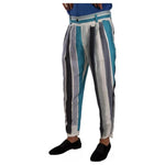 Dolce & Gabbana Blue Striped Silk Tapered Pants PAN72947-46
