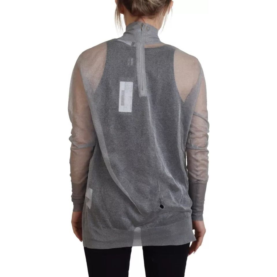Dolce & Gabbana Gray See Through Turtleneck Pullover Sweater TSH83321-38