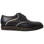 Dolce & Gabbana Black Leather Beige Derby Dress Shoes MV5133-40