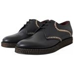 Dolce & Gabbana Black Leather Beige Derby Dress Shoes MV5133-40