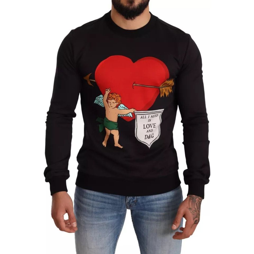 Dolce & Gabbana Black Cupid Print Hoodie Sweatshirt Sweater TSH6423-44
