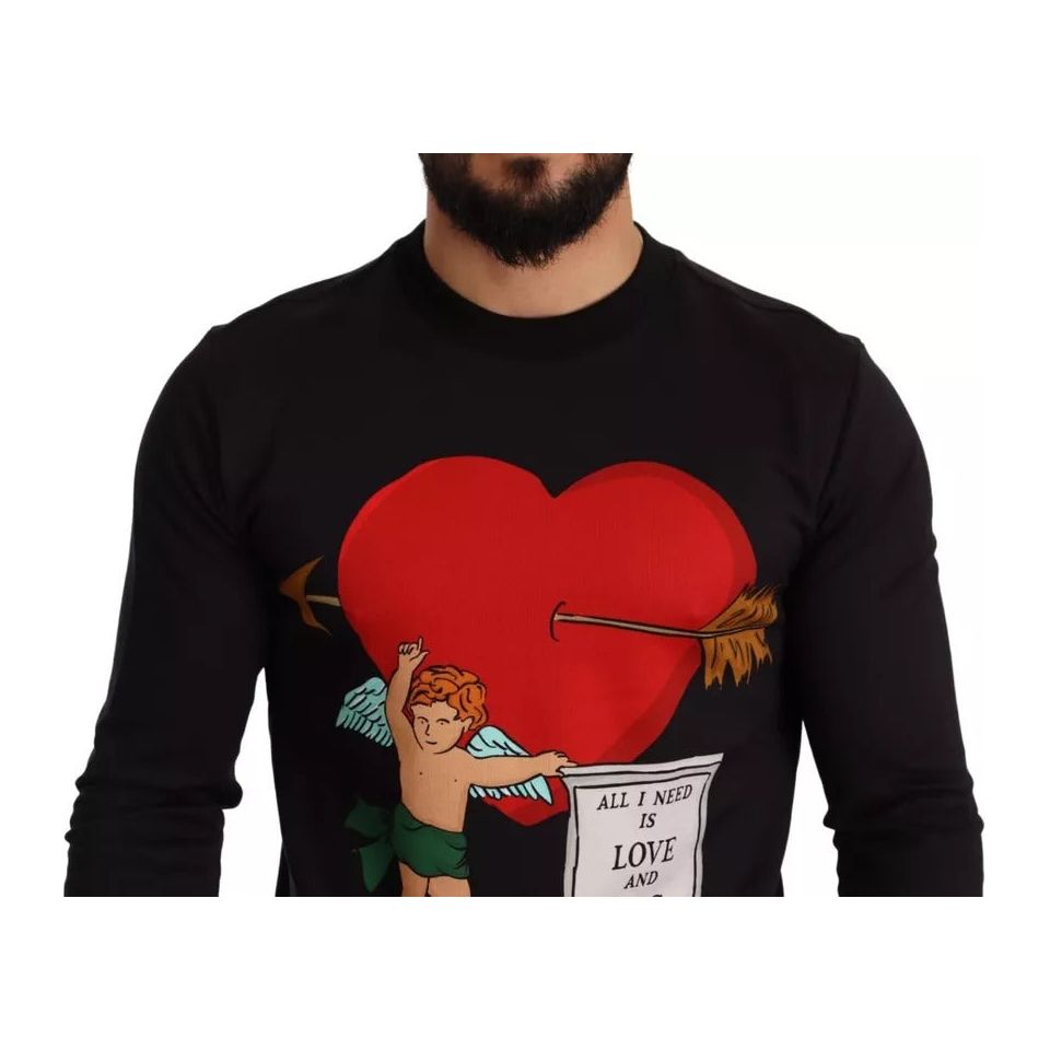 Dolce & Gabbana Black Cupid Print Hoodie Sweatshirt Sweater TSH6423-44
