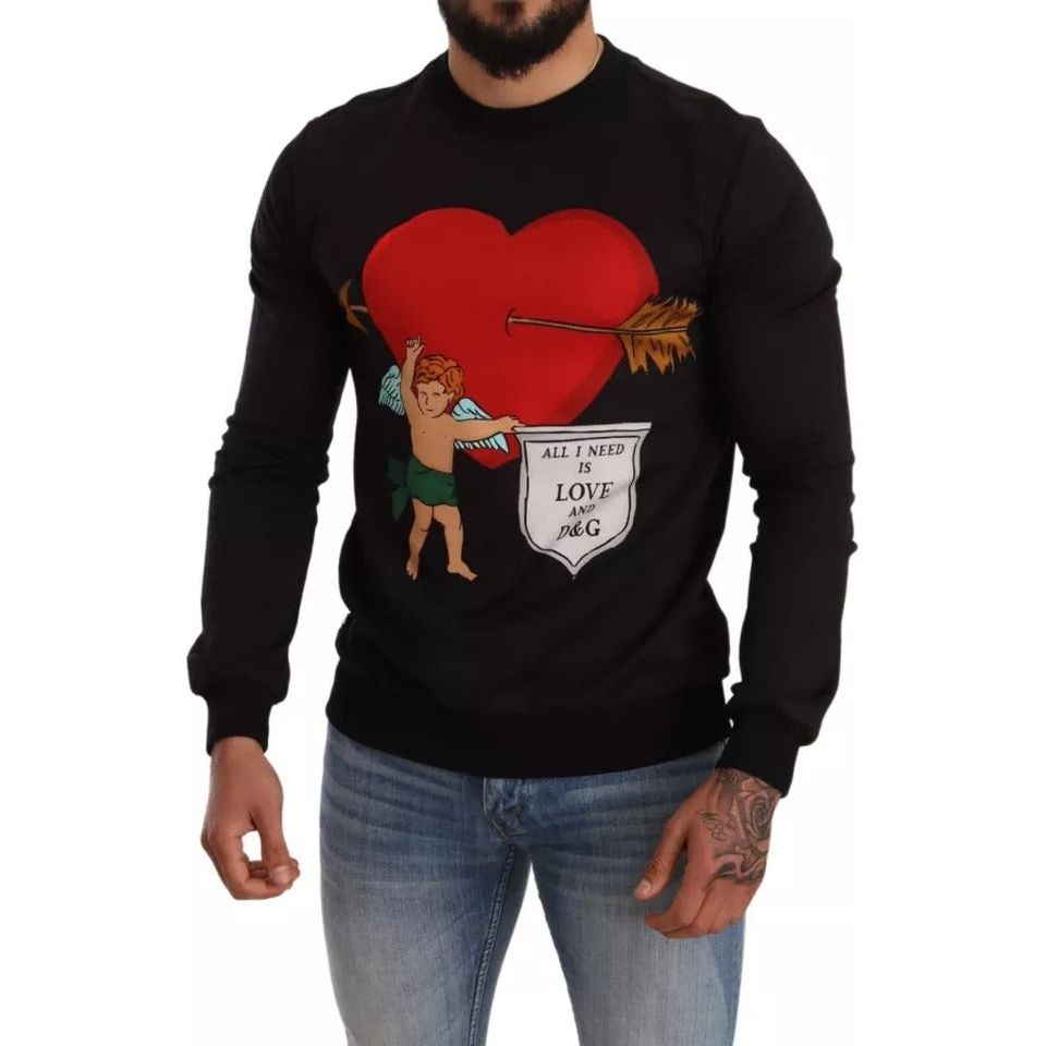 Dolce & Gabbana Black Cupid Print Hoodie Sweatshirt Sweater TSH6423-44