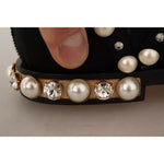 Dolce & Gabbana Black Lace Up Jewelled Formal Flats Shoes LA9655-39