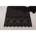 Dolce & Gabbana Brown Silk Wrap Shawl Floral Lace Scarf