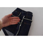 Dolce & Gabbana Blue Denim Stretch Crystal Hot Pants Shorts PAN74578-38