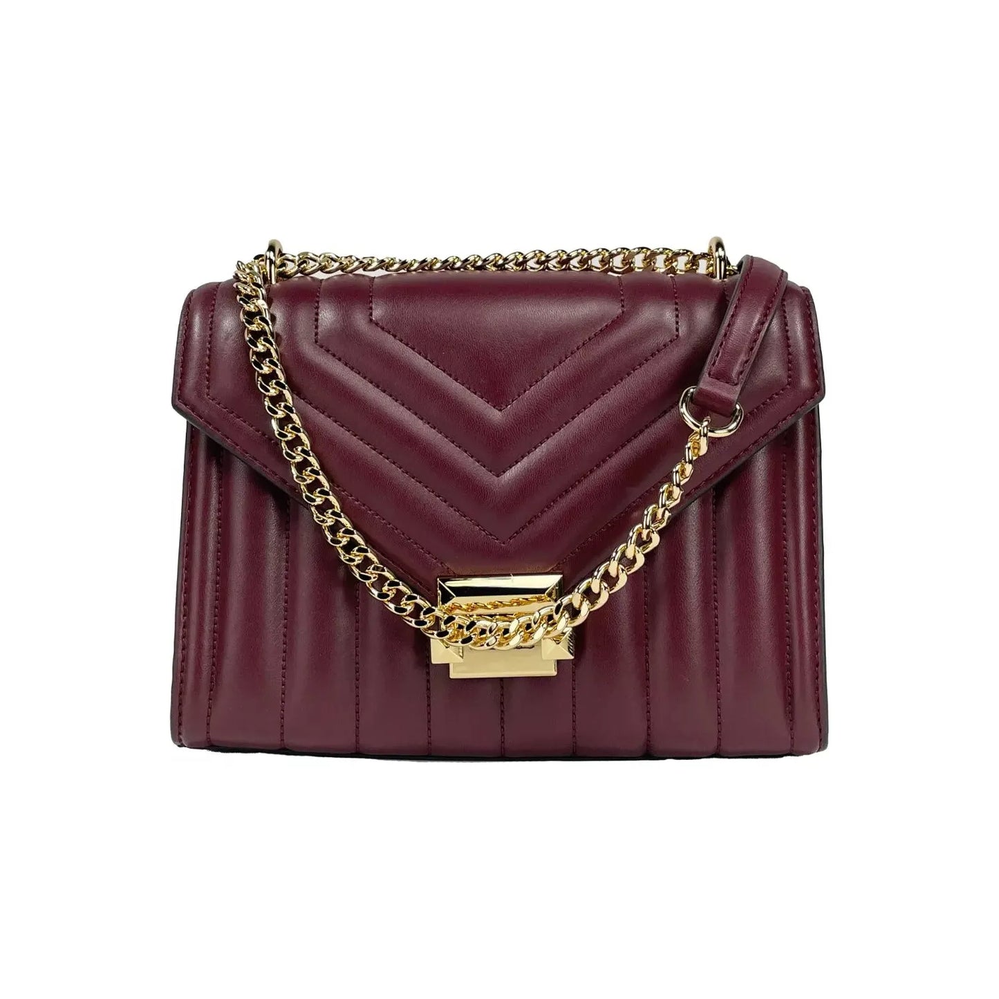Michael Kors Whitney Medium Chain Shoulder Flap Crossbody Oxblood 87187