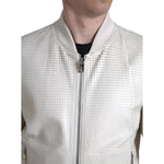 Dolce & Gabbana Off White LeatherPerforated Full Zip Jacket JKT3658-54