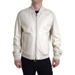 Dolce & Gabbana Off White LeatherPerforated Full Zip Jacket JKT3658-54