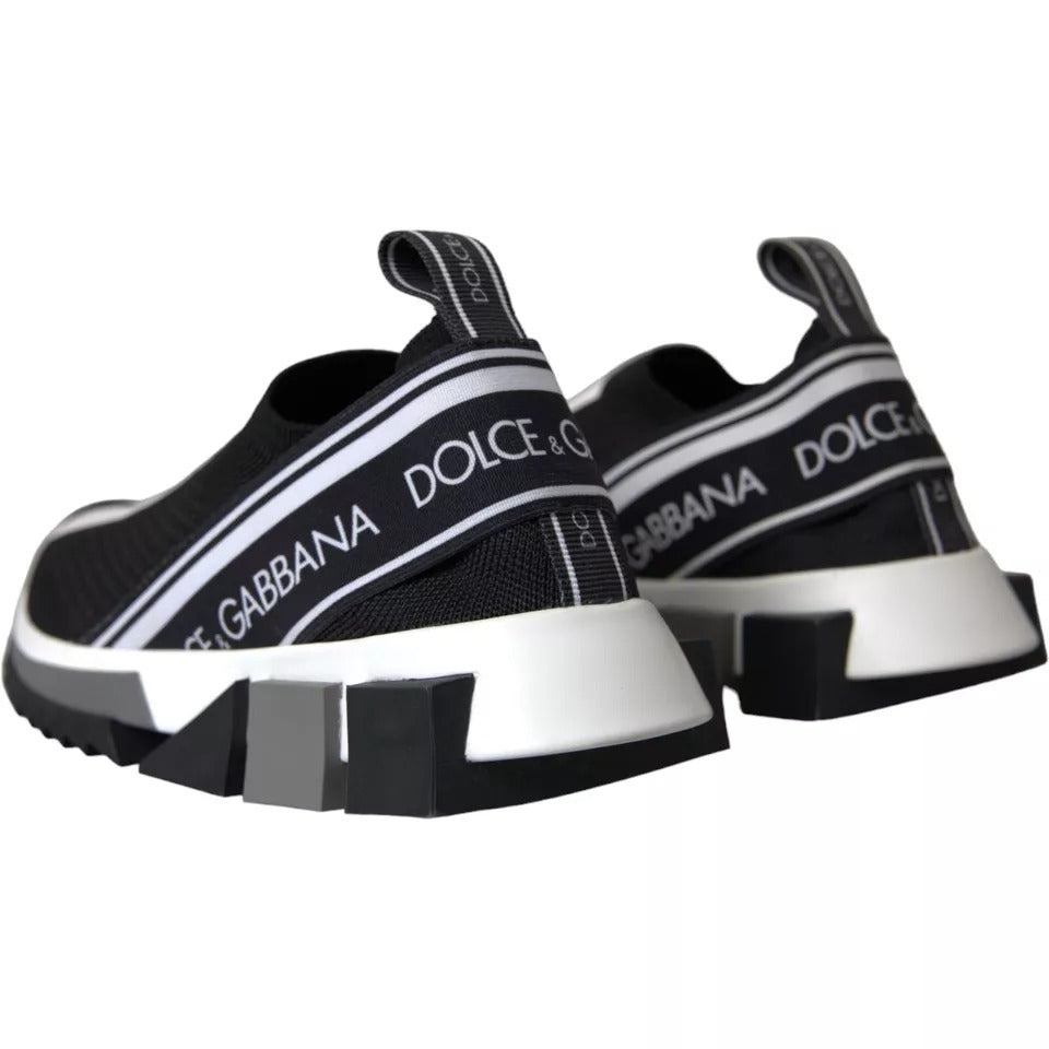 Dolce & Gabbana Black White Slip On Sorrento Sneakers Shoes LA3900-36.5
