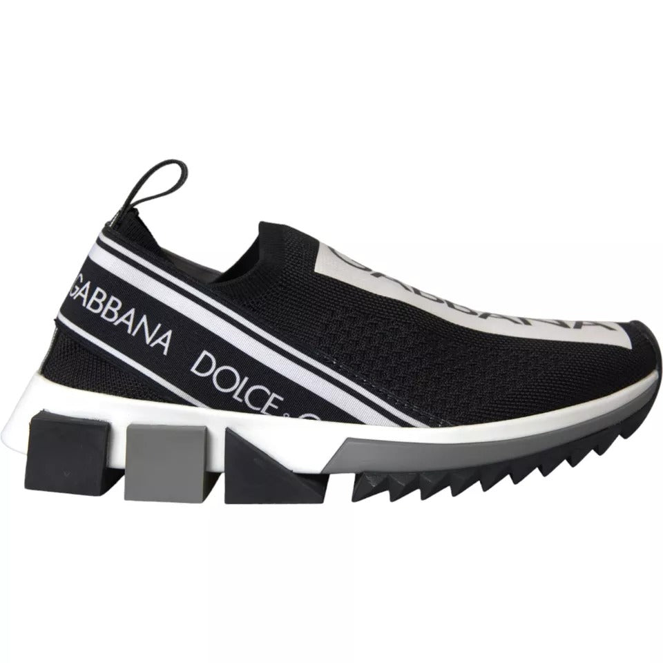 Dolce & Gabbana Black White Slip On Sorrento Sneakers Shoes LA3900-36.5