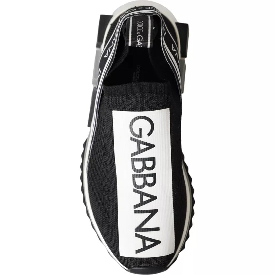 Dolce & Gabbana Black White Slip On Sorrento Sneakers Shoes LA3900-36.5