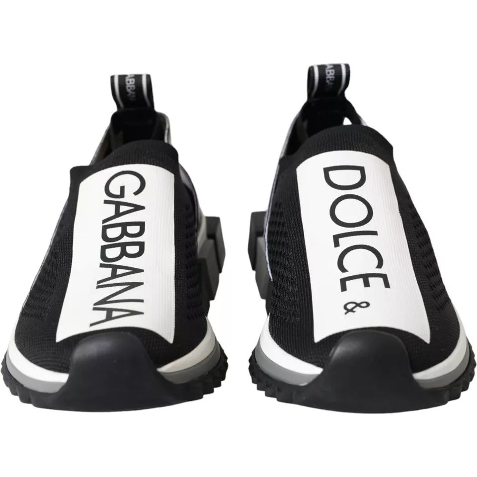 Dolce & Gabbana Black White Slip On Sorrento Sneakers Shoes LA3900-36.5