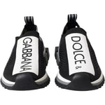 Dolce & Gabbana Black White Slip On Sorrento Sneakers Shoes LA3900-36.5
