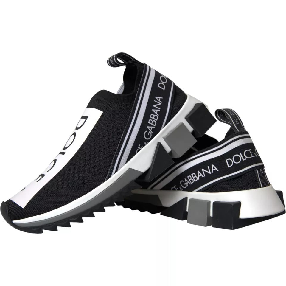 Dolce & Gabbana Black White Slip On Sorrento Sneakers Shoes LA3902-38