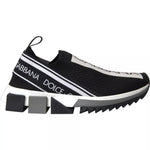 Dolce & Gabbana Black White Slip On Sorrento Sneakers Shoes LA3902-38