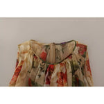 Dolce & Gabbana Beige Floral Sleeveless Round Neck Mini Dress DR28271-36