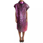 Dolce & Gabbana Pink Leopard Print Polyester Shift Midi Dress DR28965-40