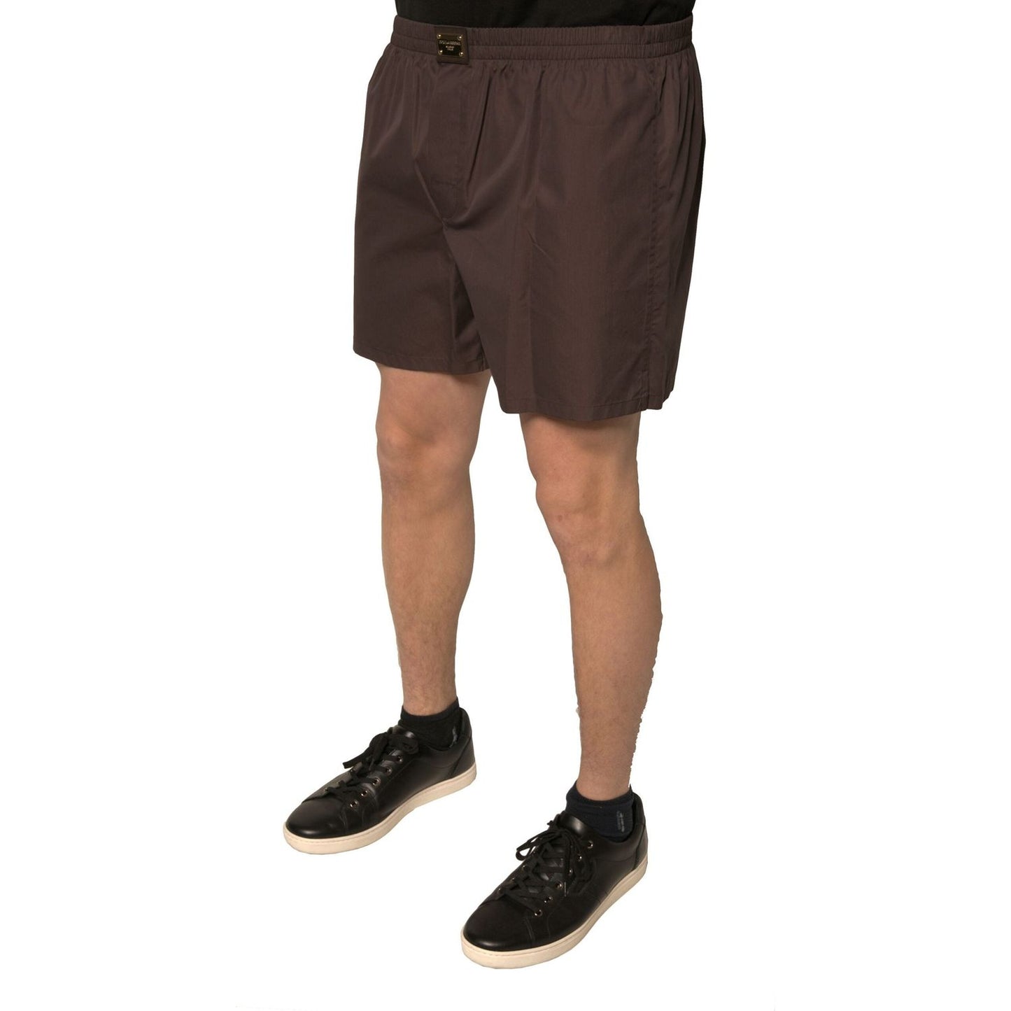 Dolce & Gabbana Brown Cotton Blend Men Mid Waist Shorts PAN76150-5