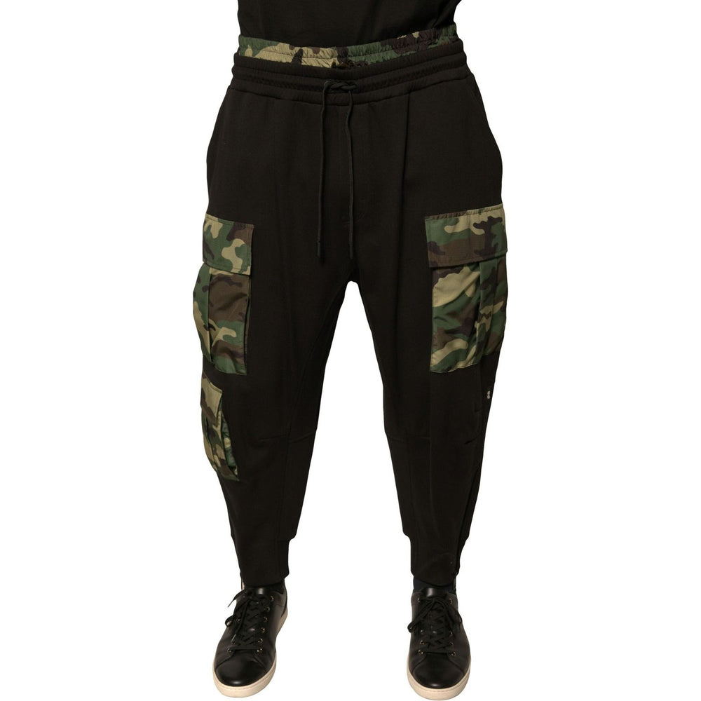Dolce & Gabbana Black Camouflage Cotton Jogger Cargo Pants PAN75673-44