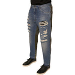 Dolce & Gabbana Blue Tattered Straight Cropped Denim Jeans PAN75705-48