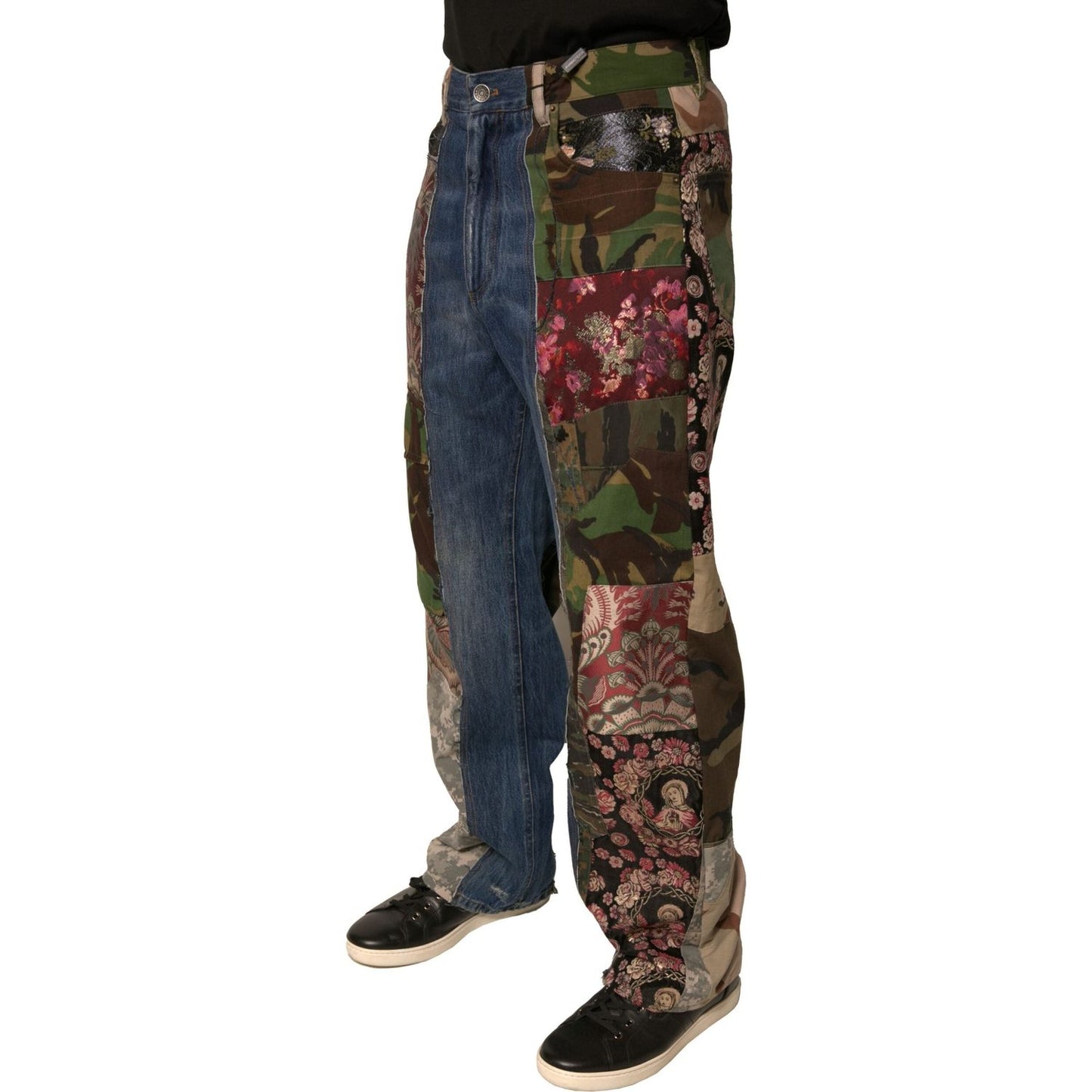 Dolce & Gabbana Blue Patchwork Cotton Straight Denim Jeans PAN75707-44