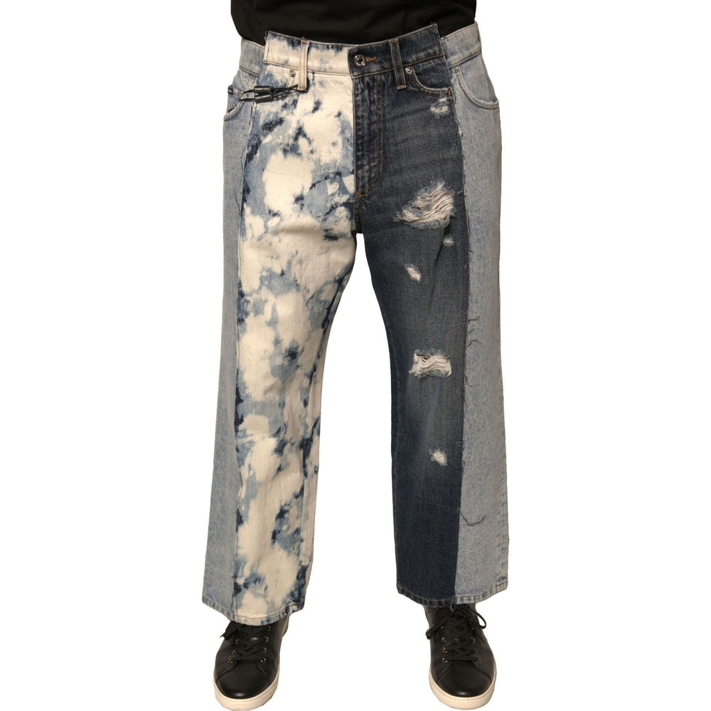 Dolce & Gabbana Multicolor Patchwork Cotton Straight Men Denim Jeans PAN75713-46