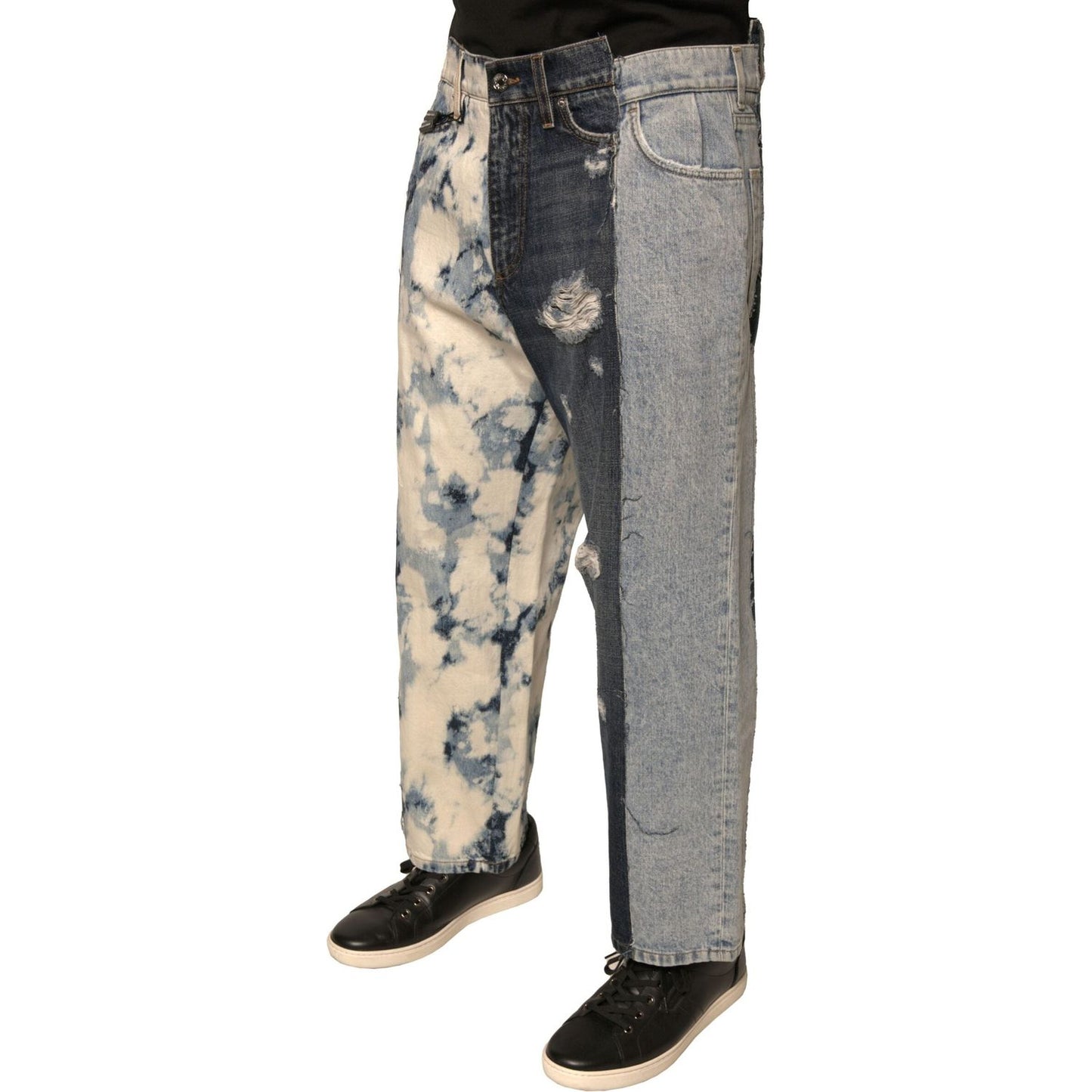 Dolce & Gabbana Multicolor Patchwork Cotton Straight Men Denim Jeans PAN75713-46