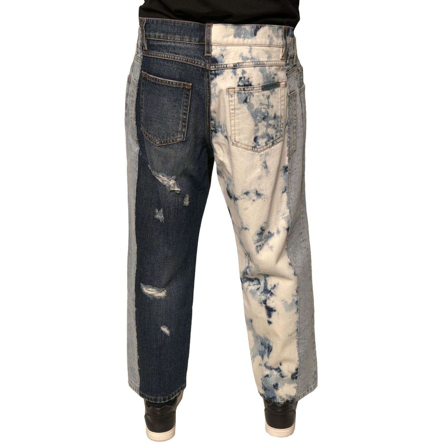 Dolce & Gabbana Multicolor Patchwork Cotton Straight Men Denim Jeans PAN75713-46