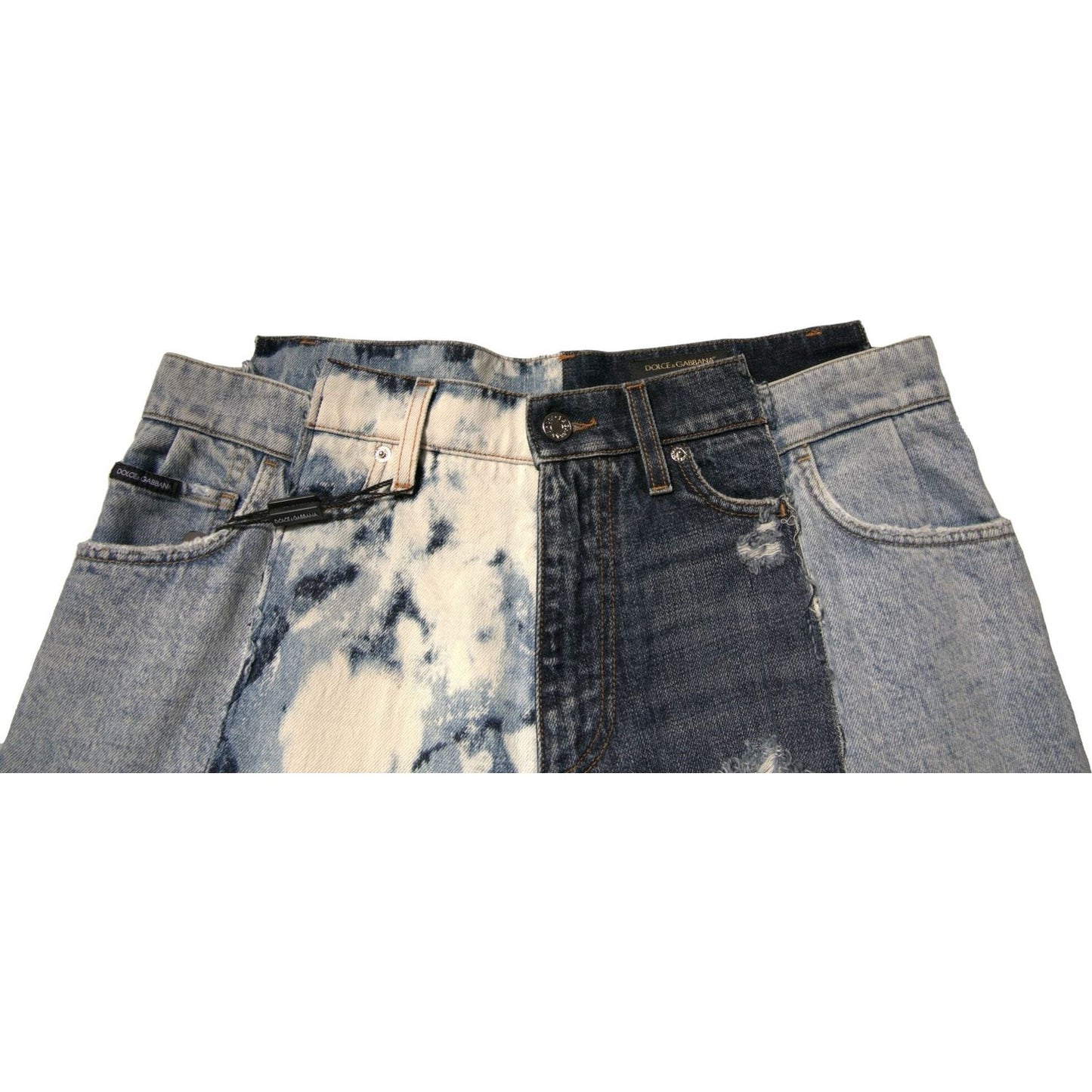 Dolce & Gabbana Multicolor Patchwork Cotton Straight Men Denim Jeans PAN75713-46