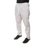 Dolce & Gabbana White Stripes Cotton Skinny Dress Pants PAN75804-48