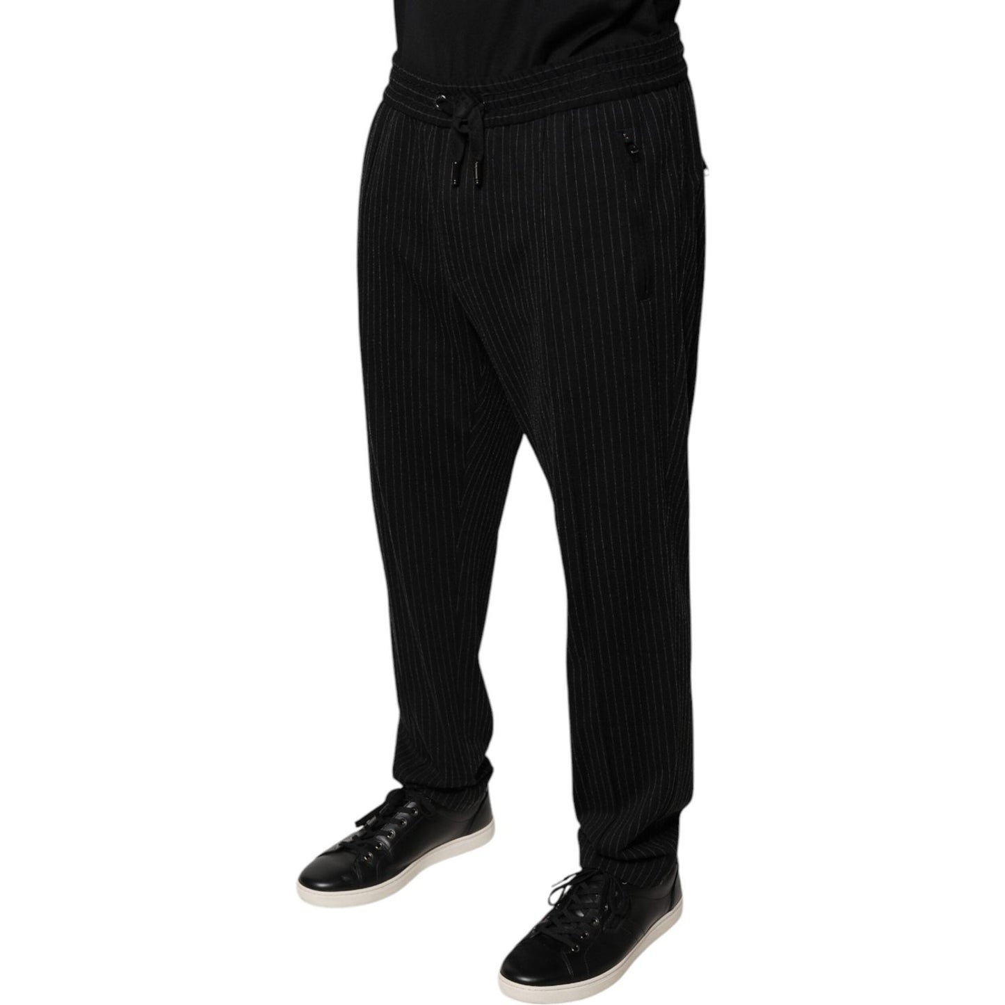 Dolce & Gabbana Black Stripes Viscose Skinny Dress Pants PAN75803-54