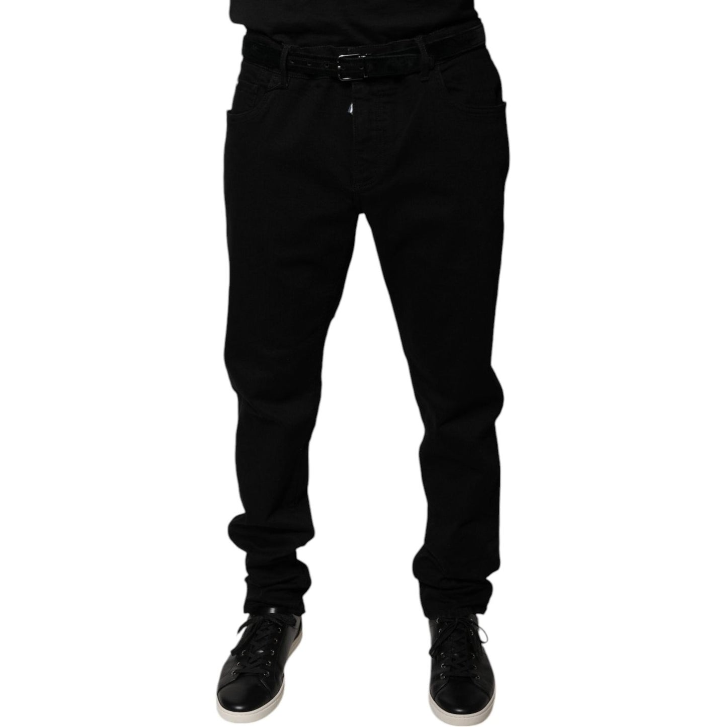 Dolce & Gabbana Black Logo Cotton Stretch Skinny Denim Jeans PAN75827-58