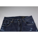 Dolce & Gabbana Dark Blue Cotton Logo Skinny Denim Jeans PAN75863-48
