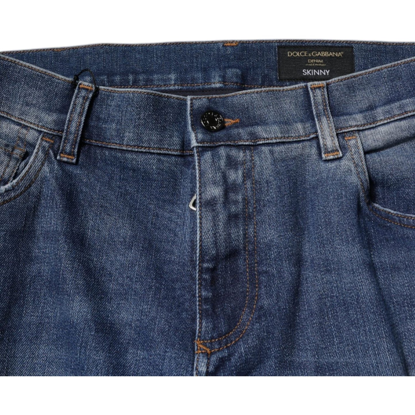 Dolce & Gabbana Blue Cotton Tattered Skinny Denim Jeans PAN75867-52