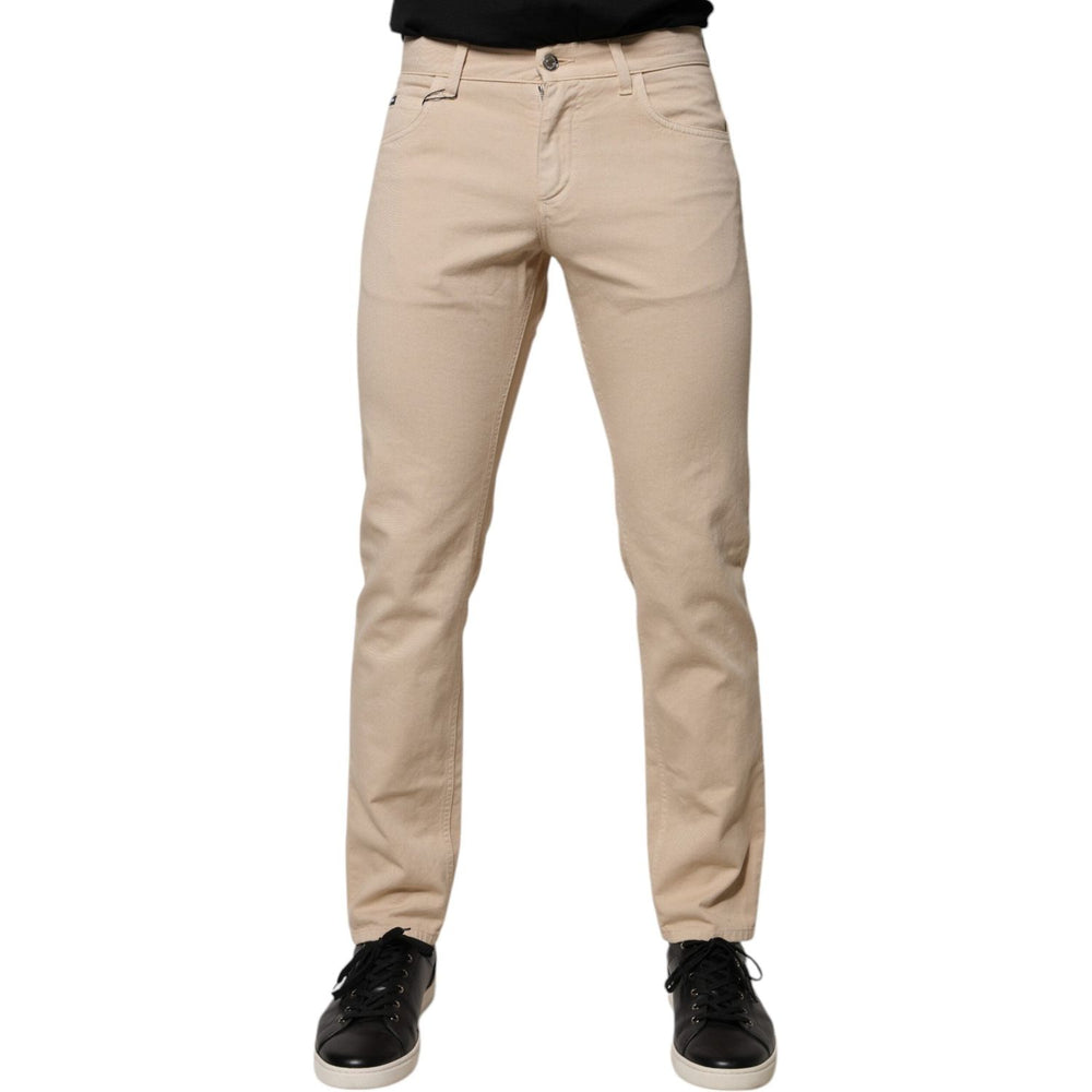 Dolce & Gabbana Beige Cotton Stretch Regular Men Denim Jeans PAN75919-46