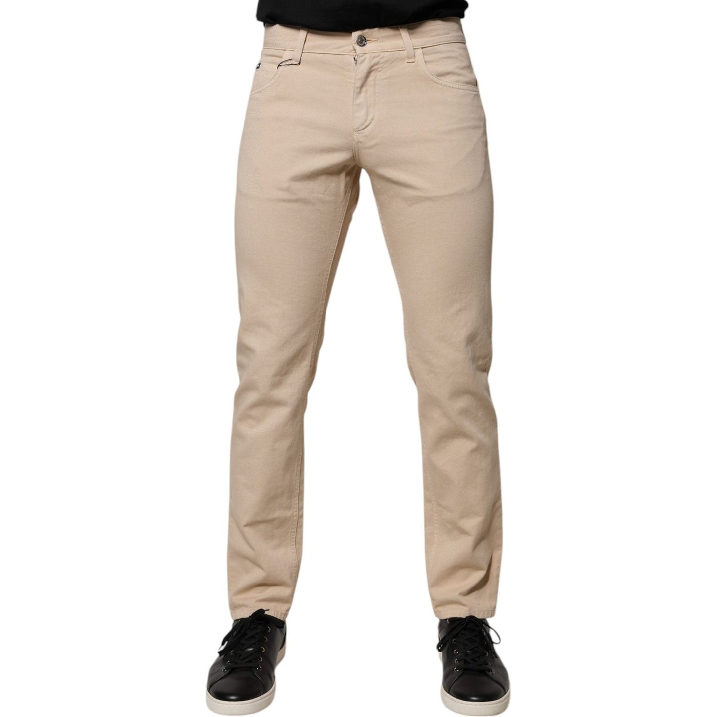 Dolce & Gabbana Beige Cotton Stretch Regular Men Denim Jeans PAN75919-46