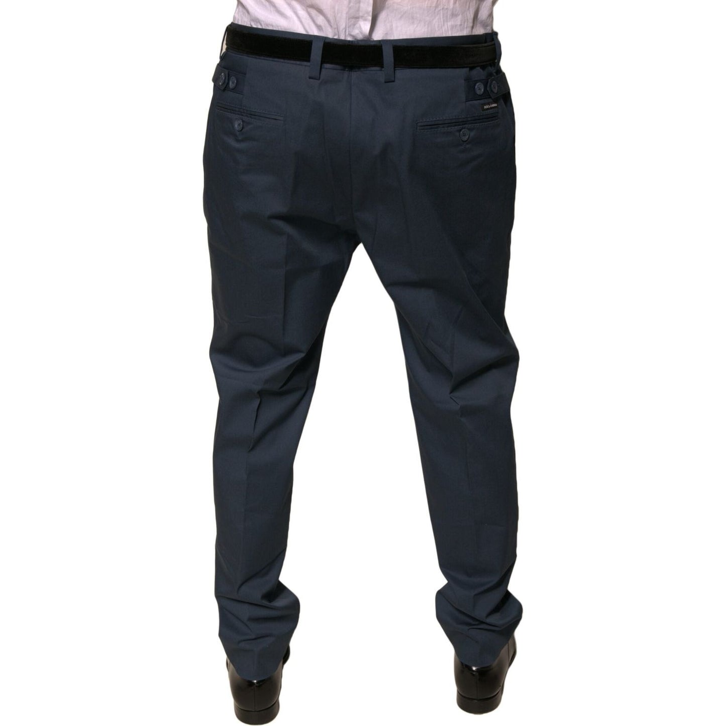 Dolce & Gabbana Dark Blue Cotton Stretch Skinny Men Dress Pants PAN76080-44