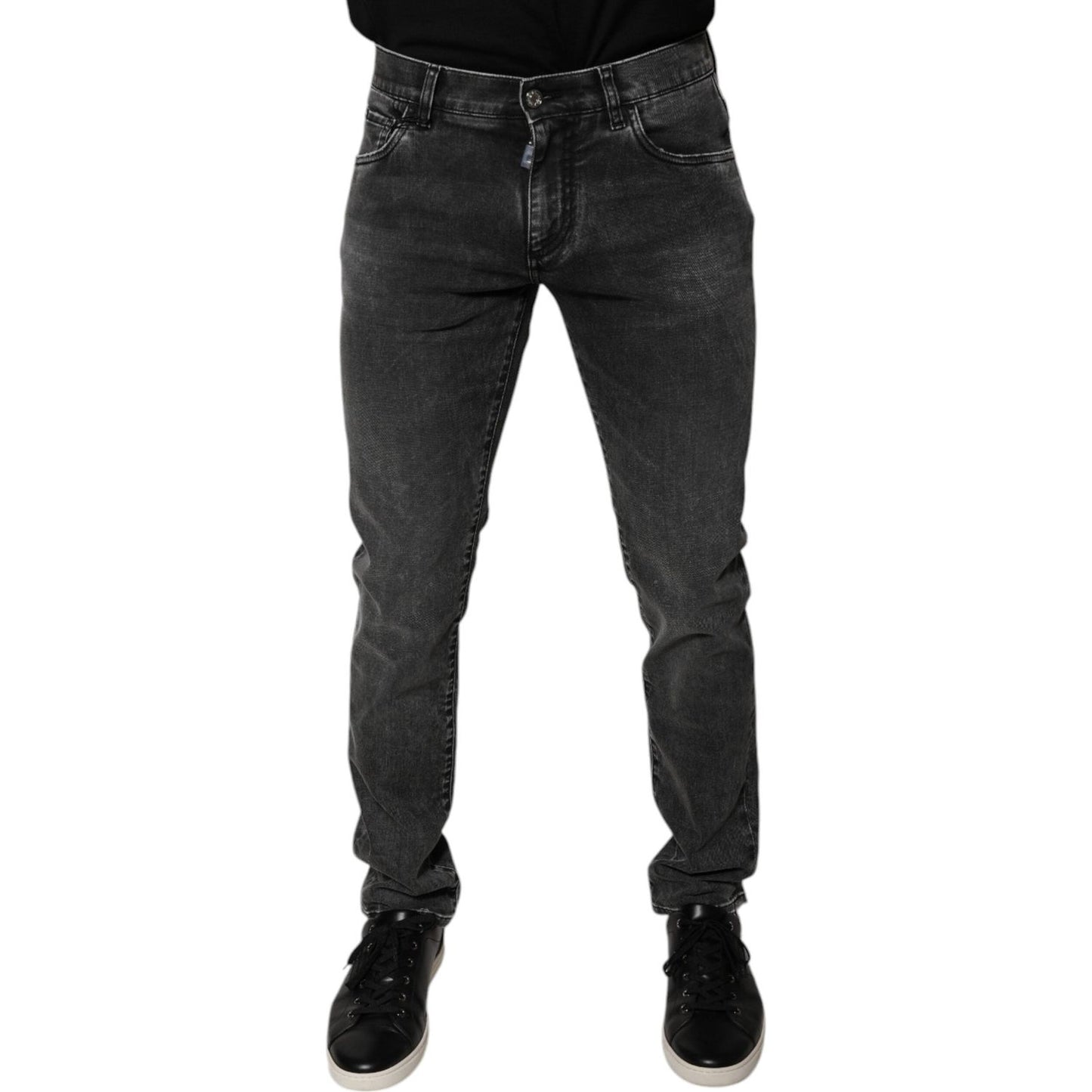 Dolce & Gabbana Black Logo Cotton Stretch Skinny Denim Pants PAN76098-48
