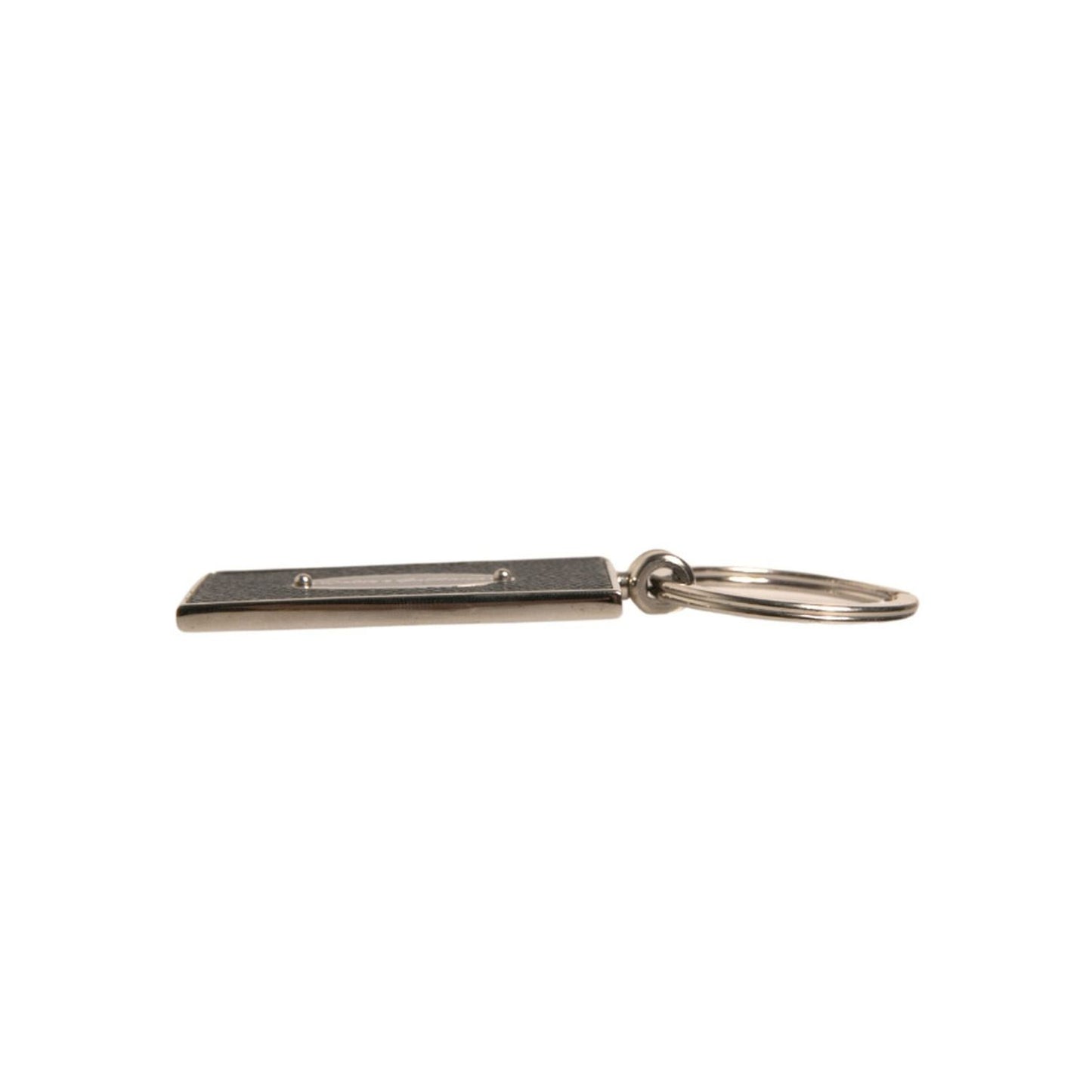 Dolce & Gabbana Black Leather Logo Metal Ring Keychain Keyring