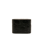 Dolce & Gabbana Black Leather Metal Logo Plaque Holder Airpods Case