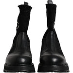 Dolce & Gabbana Black DG Logo Horse Sock Ankle Boots Shoes MV6679-44