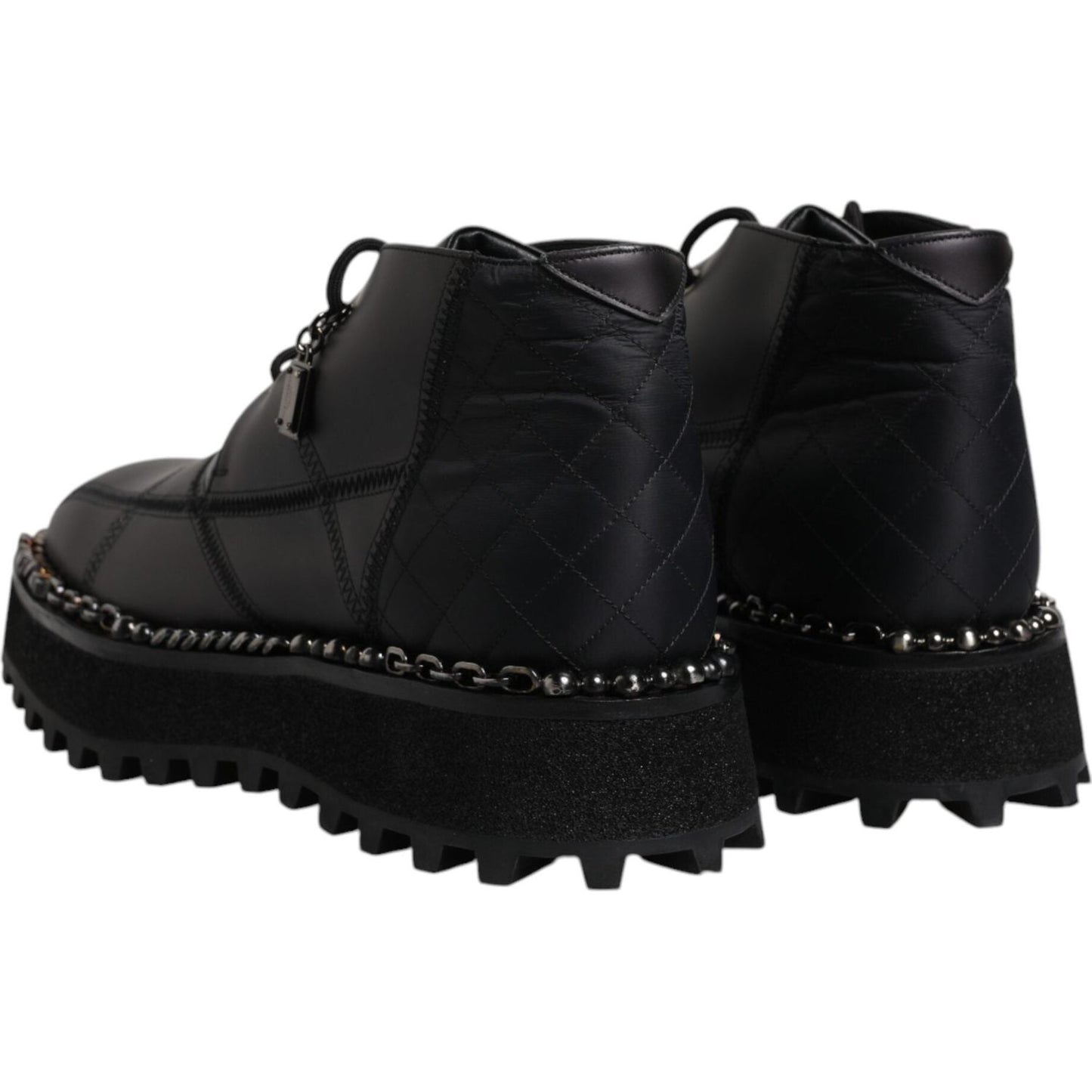 Dolce & Gabbana Black Leather Lace Up Ankle Boots Shoes MV6699-44