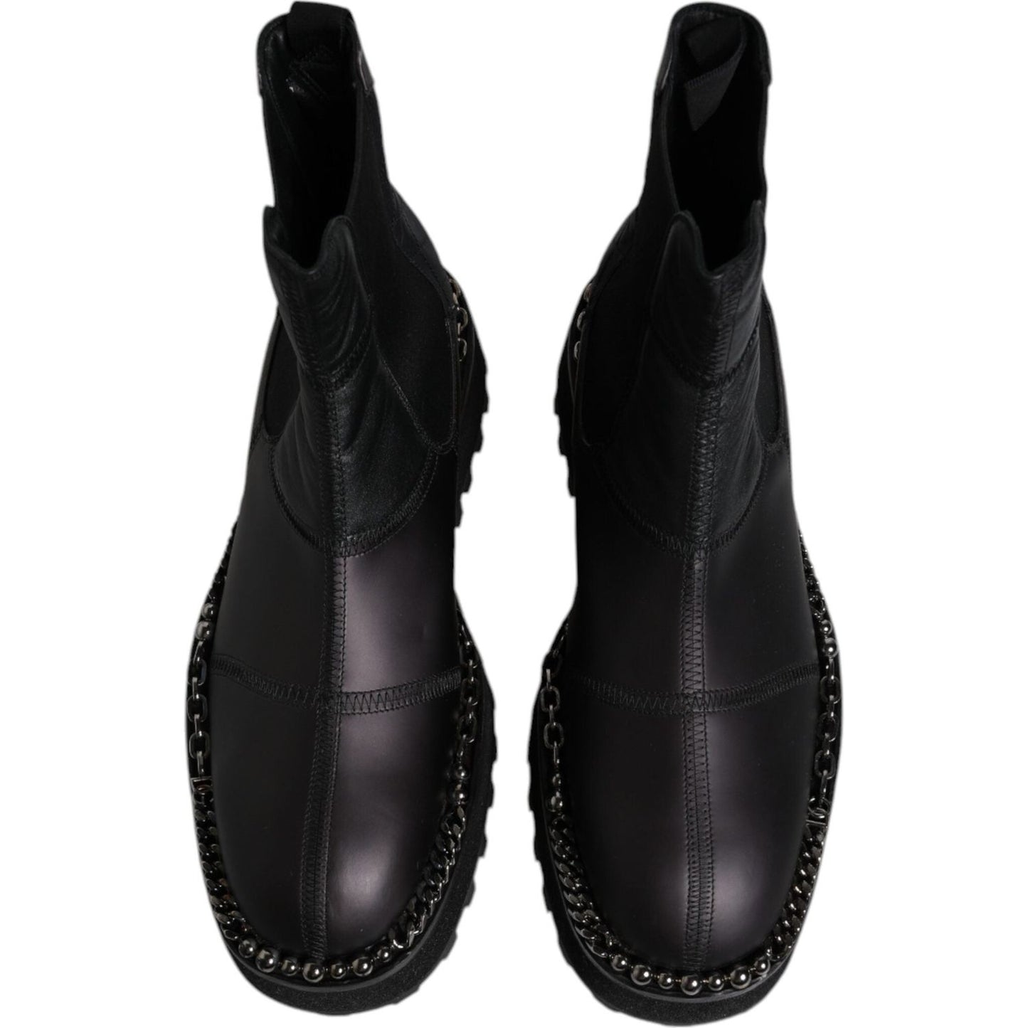 Dolce & Gabbana Black Chelsea Boots Leather Slip On Shoes MV6700-44