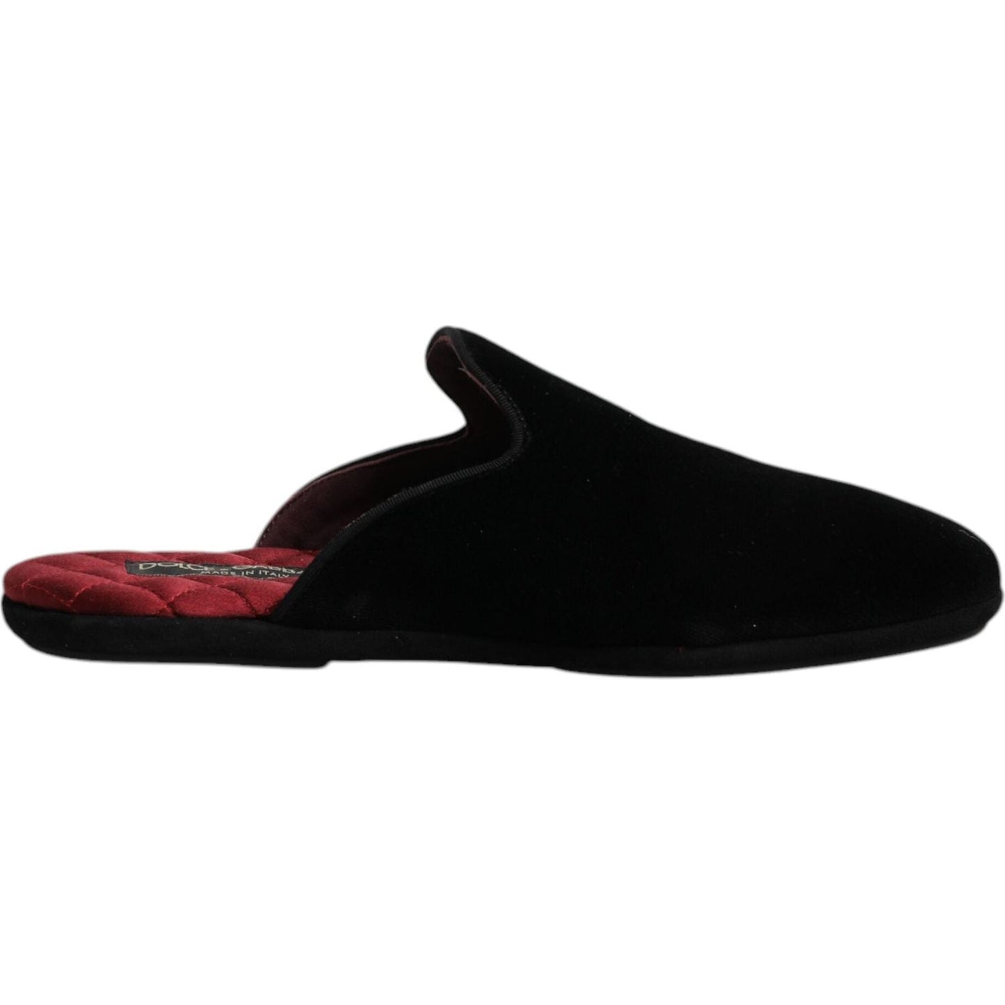 Dolce & Gabbana Black Viscose Velvet Slides Flat Slipper Shoes MV6701-40