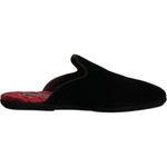 Dolce & Gabbana Black Viscose Velvet Slides Flat Slipper Shoes MV6701-40