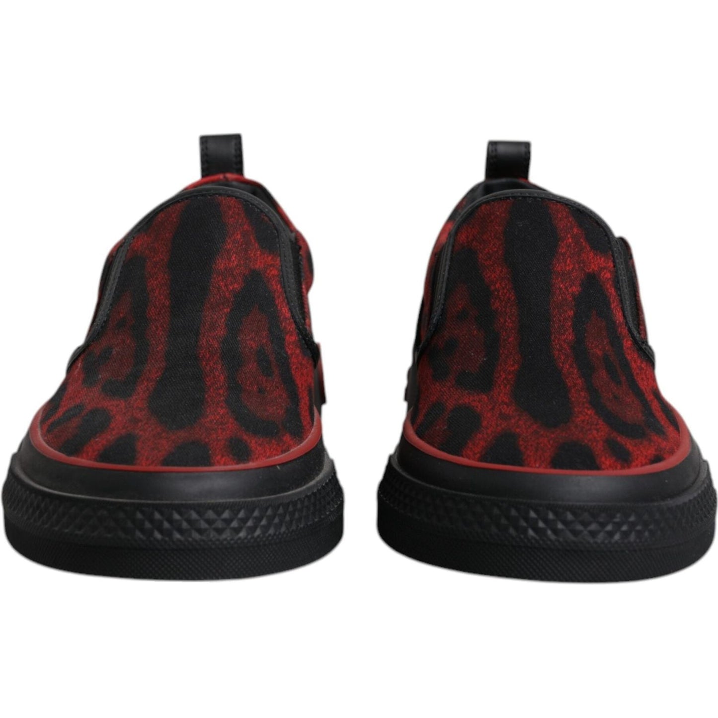 Dolce & Gabbana Red Black Leopard Cotton Men Low Top Sneakers Shoes MV6796#2-39
