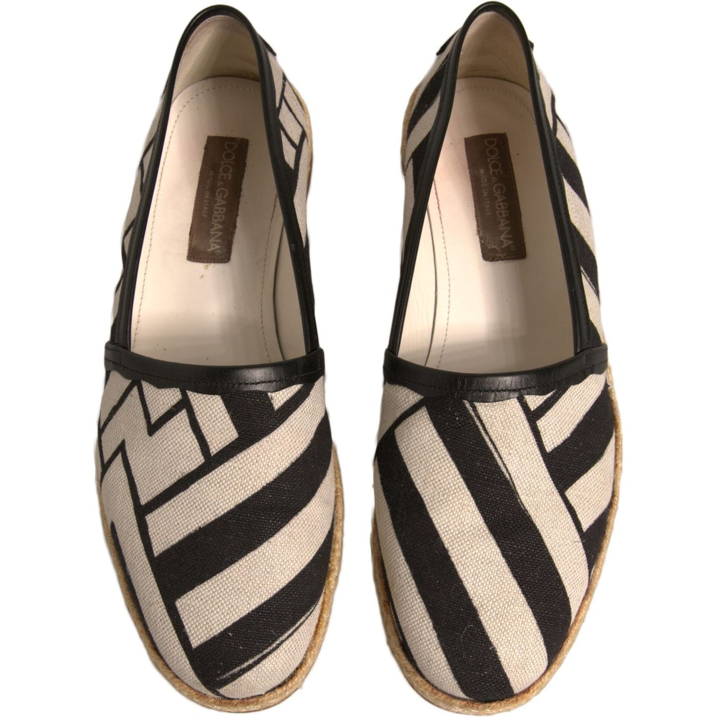 Dolce & Gabbana Black White Stripes Slip On Espadrille Shoes MV6824-42