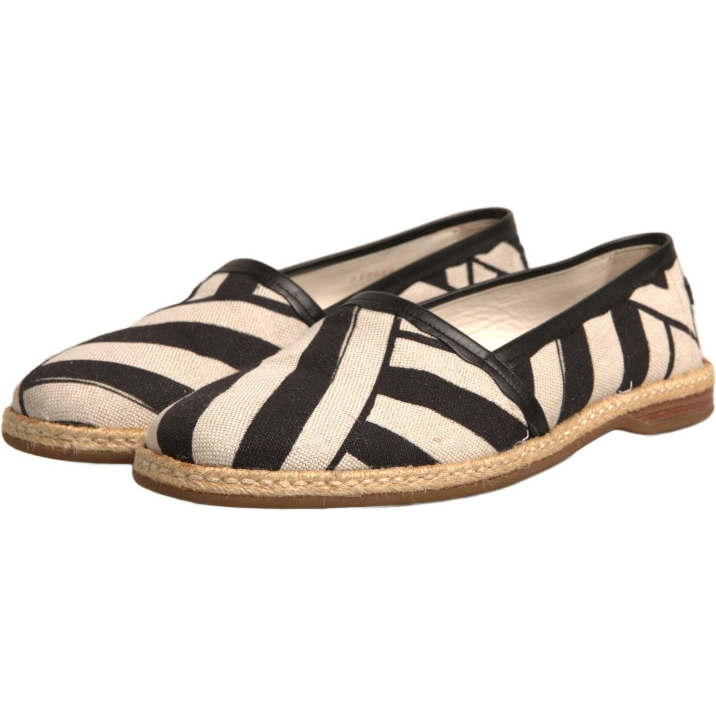 Dolce & Gabbana Black White Stripes Slip On Espadrille Shoes MV6824-42