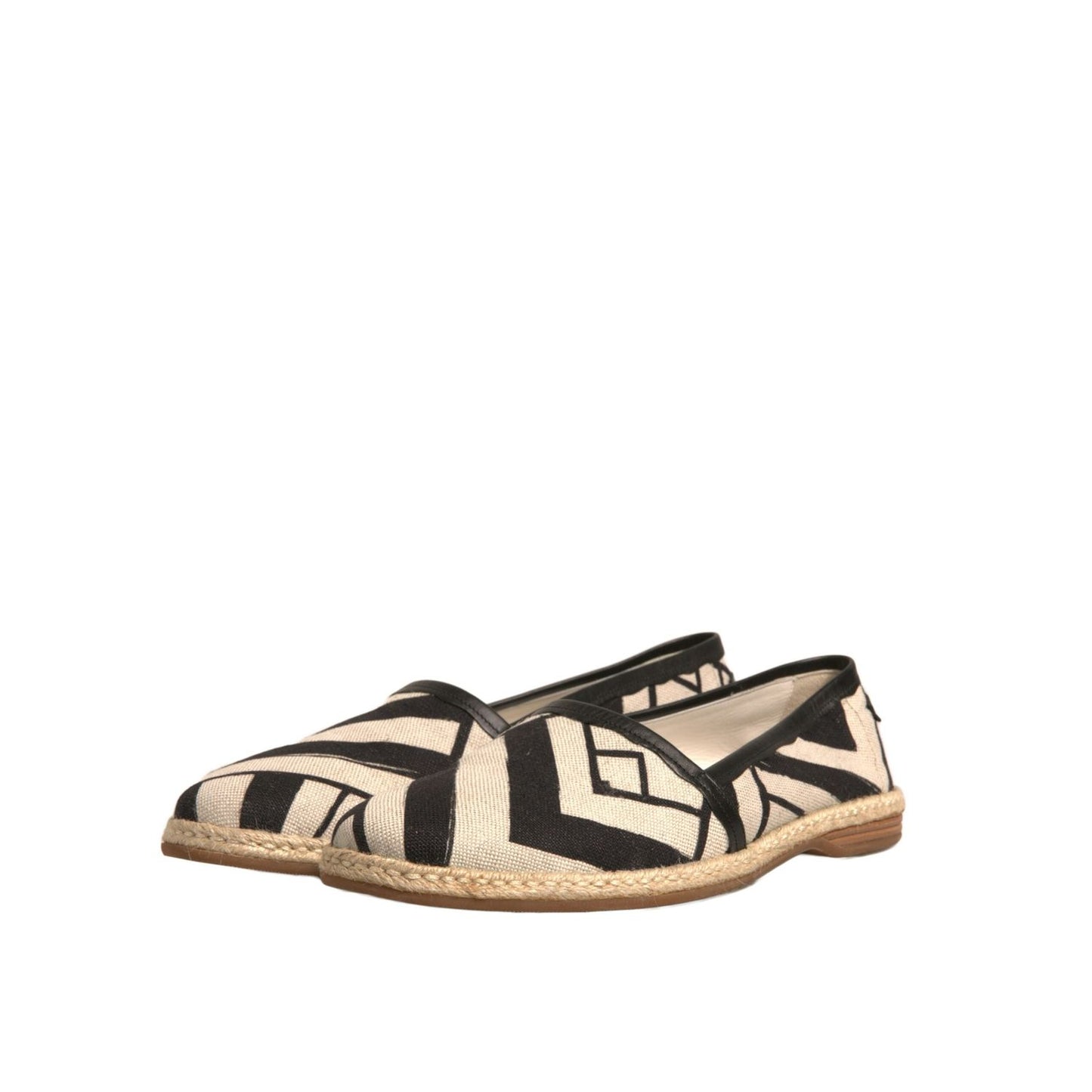 Dolce & Gabbana Black White Stripes Slip On Espadrille Shoes MV5523-41